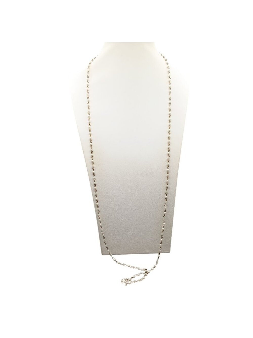 Vintage Marvella Delicate Chain Pearl Station Necklace, Gold Tone Studded